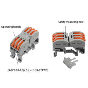 Bloque Conector 3 Terminales para Montaje en Rieles DIN