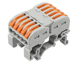 Bloque Conector 5 Terminales para Montaje en Rieles DIN