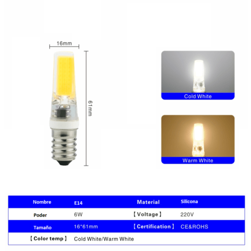 Lampara LED E14 6W 220V