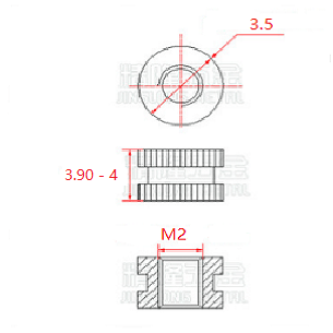 Tuerca de inserción M2 D3.5 L4