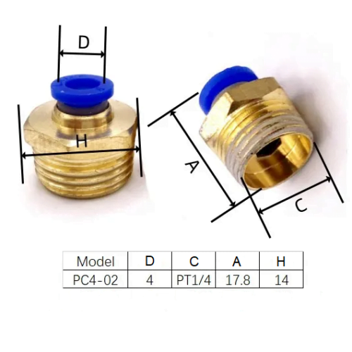 Conector de Rosca Macho 4mm 1/4"