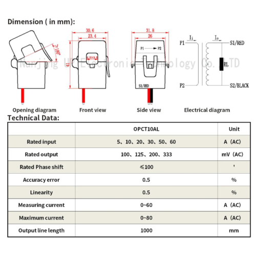Sensor de corriente 30A/100mV
