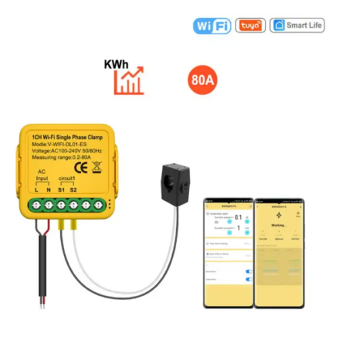 Medidor de Flujo de Energia, Wi-fi Sensor y Monitor, 2 Vias