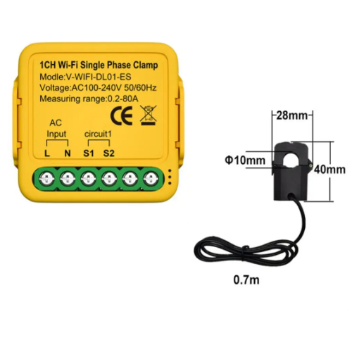 Medidor de Flujo de Energia, Wi-fi Sensor y Monitor, 2 Vias