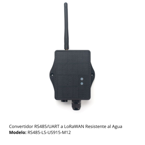 Convertidor RS485/UART a LoRaWAN Resistente al Agua, Modelo RS485-LS-US915-M12
