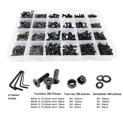 Juego de Tornillos, Tuercas y Rondanas, 1140 Piezas