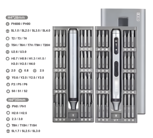 Destornillador Eléctrico Inalámbrico Recargable, 48 puntas de Acero
