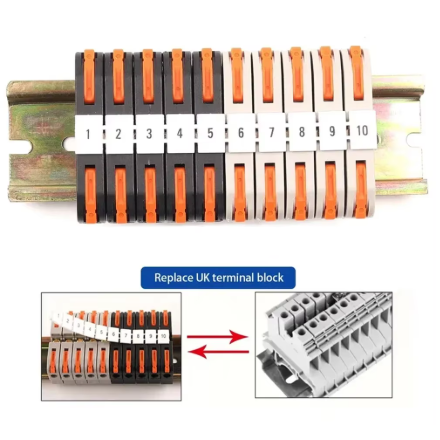 Bloque Conector Montaje en Riel DIN, con Tira Numerica (10 piezas)_2 Bloque Conector Montaje en Riel DIN, con Tira Numérica (10 Piezas)